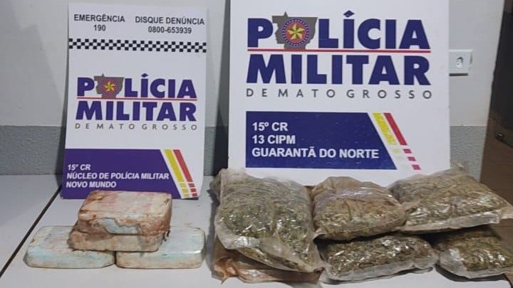 Homem é preso pela PM com pacotes de maconha e cocaína em Novo Mundo