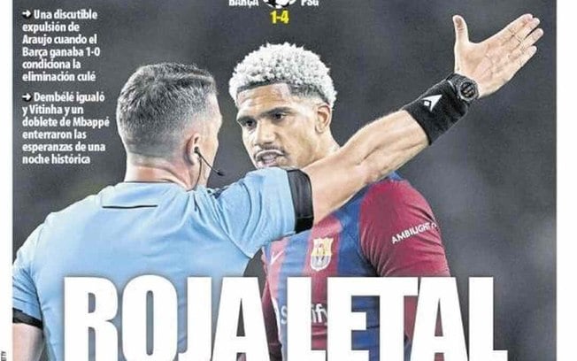Champions: jornal de Barcelona chama arbitragem de ‘suspeita’ e ataca PSG